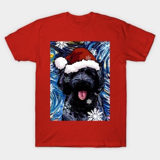 Black Goldendoodle Santa T-Shirt